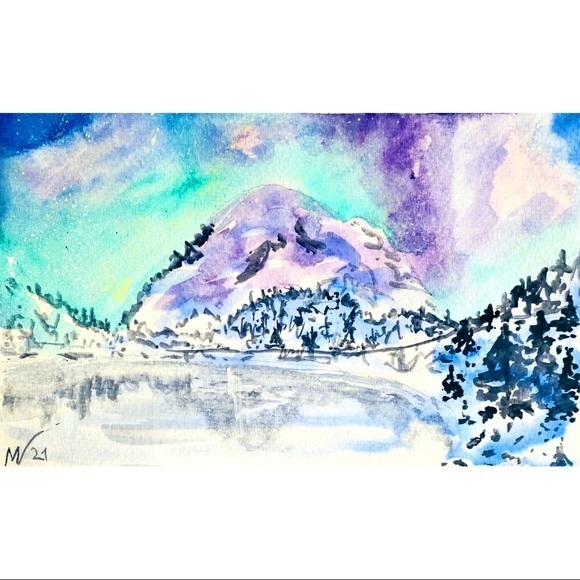 Other - Original Painting Mountain Watercolor California
